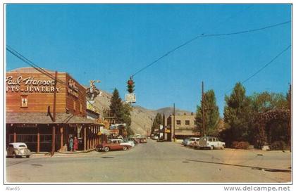 Jackson WY Wyoming, Street Scene, Autos Volkswagen, Jewelry Store, c1950s/60s Vintage Postcard