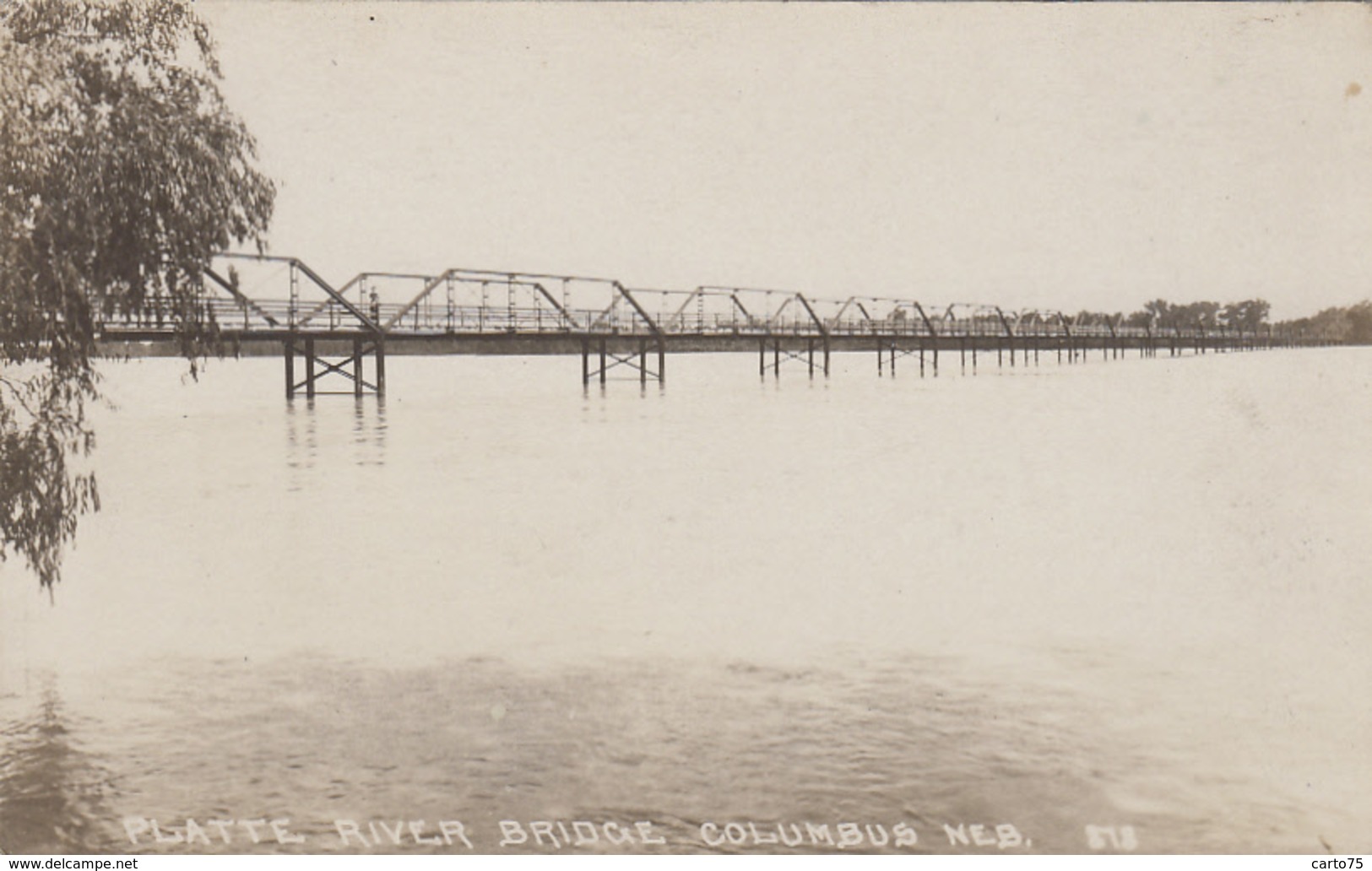 Etats-Unis - Columbus Nebraska - Platte River Bridege - Pont sur la rivière Platte - Carte-photo Watertown Wis.