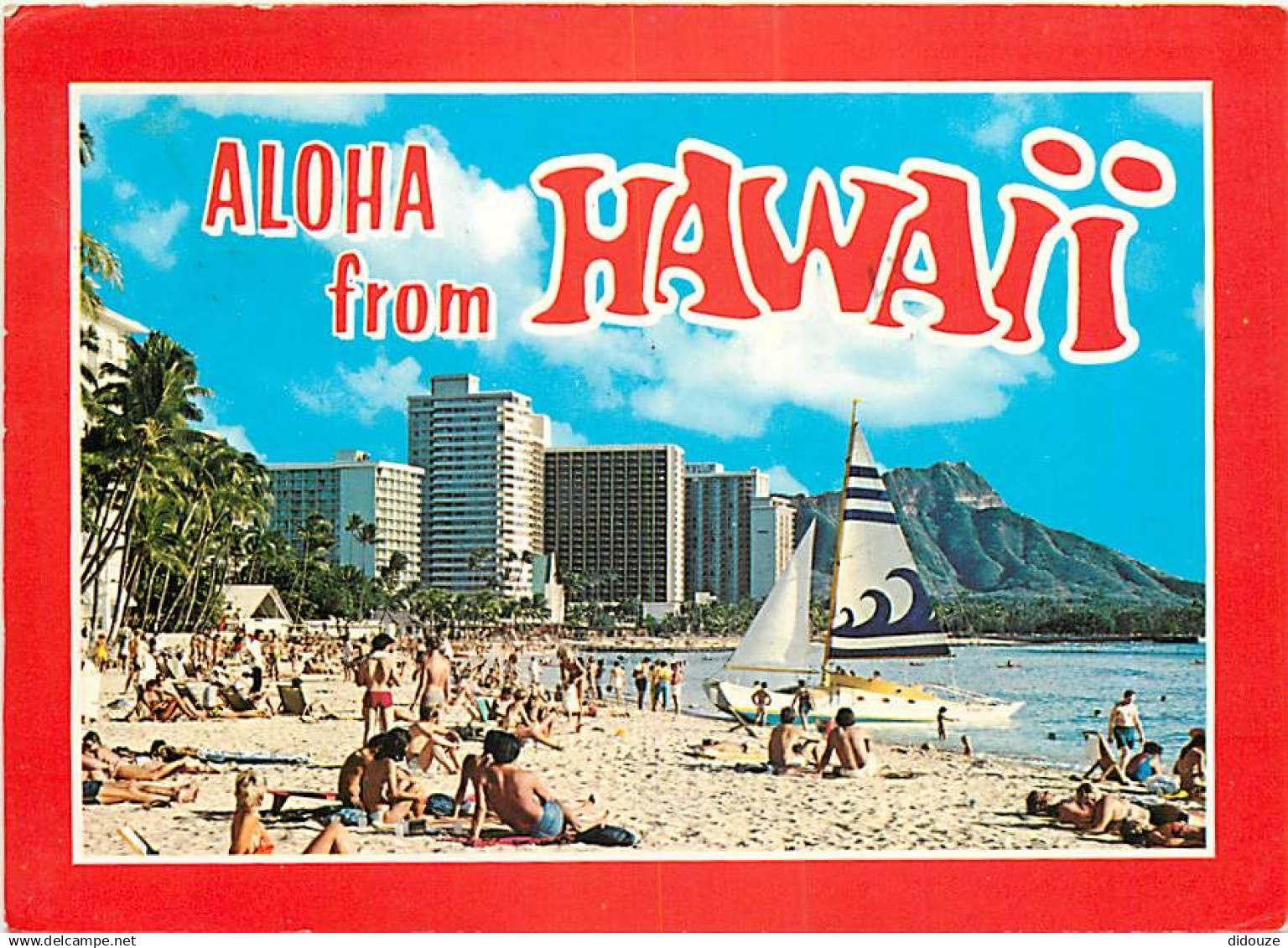 Etats Unis - Hawaï - Honolulu - Waikiki Beach - Aloha from Waikiki - Scène de Plage - Etat de Hawaï - Hawaï State - CPM