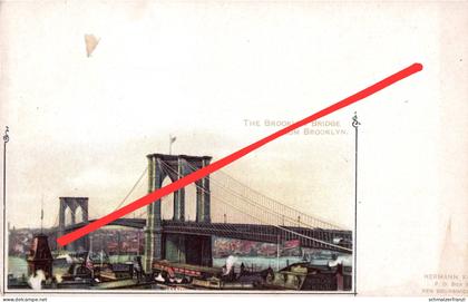 Litho AK New York City Brooklyn Bridge from Brooklyn Manhattan NY United States USA Künstlerkarte Souvenir Card