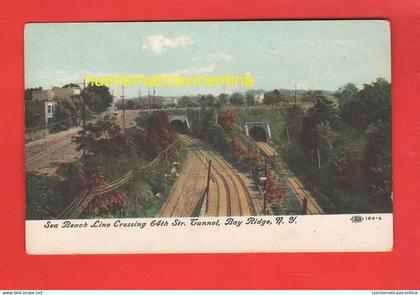 New York Trains Treni tracks Sea Beach Line crossing 64th St. Tunnel Bay Ridge NY Post Card Brookliyn