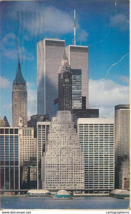 Postcard USA New York Lower Manhattan and World Trade Center