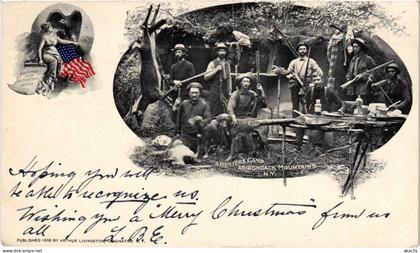 PC US, NY, ADIRONDACK MOUNTAINS, A HUNTER'S CAMP, Vintage Postcard (b54542)
