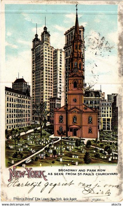 PC CPA US, NY, NEW YORK, ST PAUL'S CHURCHYARD, VINTAGE LITHO POSTCARD (b6464)