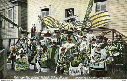 PC CPA US ALASKA KAK WAN TON INDIANS PATLATCH SITKA Vintage Postcard (b24721)