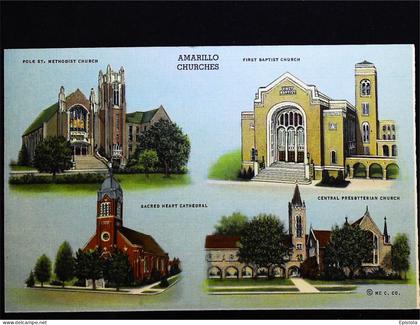 ► The Church  - Carte fine recto verso provenance carnet  Amarillo West Texas. 1930s