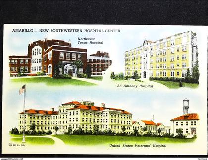 ► The Hospitals & Hotel Herring - Carte fine recto verso provenance carnet  Amarillo West Texas. 1930s