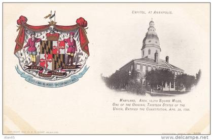 Maryland State Capitol Building, Anapolis MD c1900s Vintage Postcard, Paducah KY Clothing Store Message on back