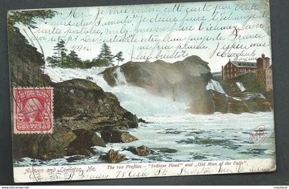 Auburn and Lewiston , ME. the two Profiles - Indians Head " and Old Man af the falls- laq100