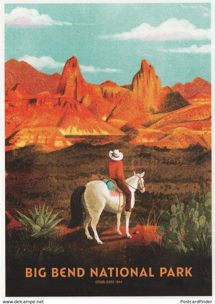 Big Bend National Park Rodeo Rider Rio Grande Mountains Texas USA Postcard