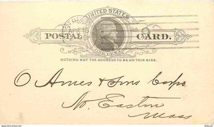 Etats Unis - Carte Potale de 1893 - Correspondance - Cachet O Ames and Sons Corporation - CPA format 130 x 80 mm - Voir