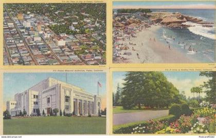 Fresno CA Memorial Auditorium Aerial Park 4x 1940s Postcard s