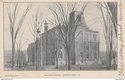 Graded School Building Bennington Vermont USA Rare Old Postcard