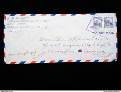 J) 1975 VENEZUELA, MULTIPLE STAMPS, AIRMAIL, CIRCULATED COVER, FROM VENEZUELA TO VIRGINIA