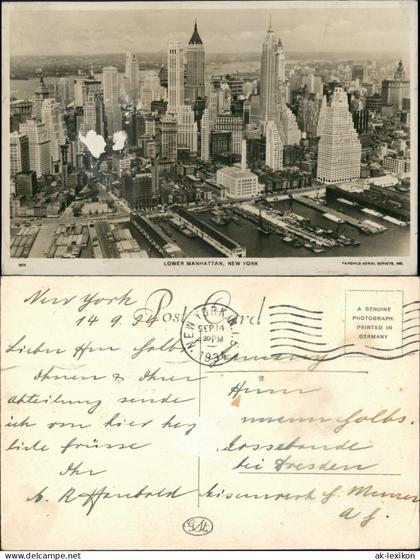 Manhattan-New York City Hochhäuser Skyscraper Lower Manhattan Luftaufnahme 1935