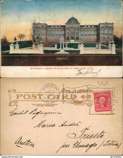 Postcard Bronx BOTANICAL GARDEN MUSEUM, BRONX PARK. 1927