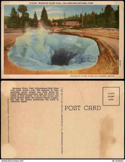 Postcard Wyoming Morning Glory Pool, Yellowstone Park 1930
