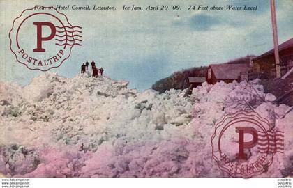 Rear of Hotel Cornell, Lewiston. Ice Jam April 20, '09. 74 feet above water level. U.S.A.