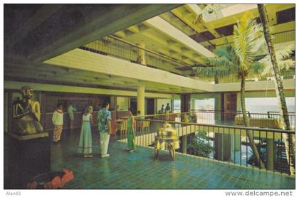 Big Island Hawaii, Mauna Kea Beach Hotel, Lobby Interior View, c1960s Vintage Postcard