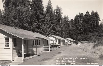 Big Sur California, Big Sur Lodge Housekeeping Cottages, Autos, c1950s Vintage Real Photo Postcard