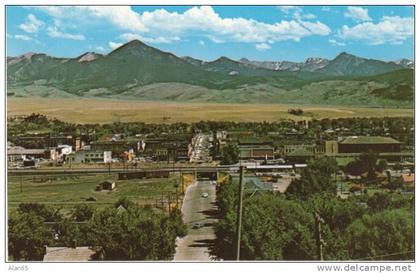 Livingston MT Montana, Panorama View on c1950s/60s Vintage Postcard, Entrance to Yellowstone Park