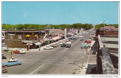 Brookings SD South Dakota, Main Street Scene, Auto, US Mail Truck, Drug Store Sign c1950s/60s Vintage Postcard