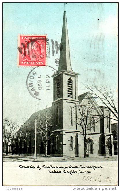 USA. Carte postale ayant circulé. Cedar Rapids/Church.