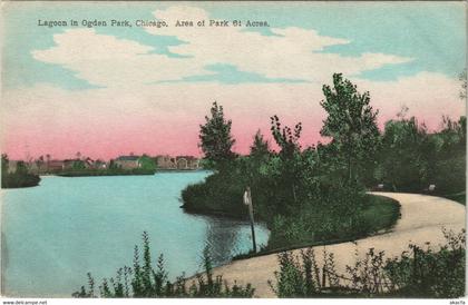 PC US, IL, CHICAGO, LAGOON IN OGDEN PARK, Vintage Postcard (b32189)