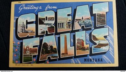 CPA GREETINGS FROM GREAT FALLS MONTANA    LETTRES  ED CT ART COLOR TONE  USA