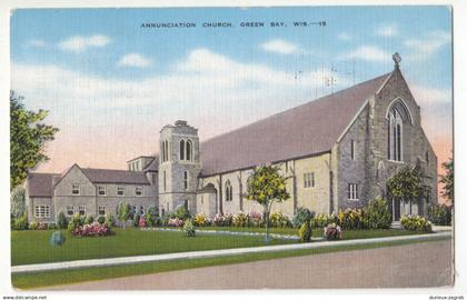 Annunciation Church, Green Bay, Wis. old postcard posted 1939 b211111*