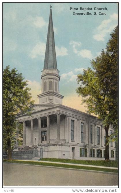 Greenville SC South Carolina, First Baptist Church, Architecture, c1900s Vintage Postcard