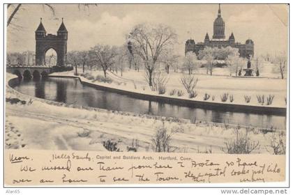 Hartford CT Connecticut, Capitol Building and Soldiers Arch, c1900s Vintage Postcard