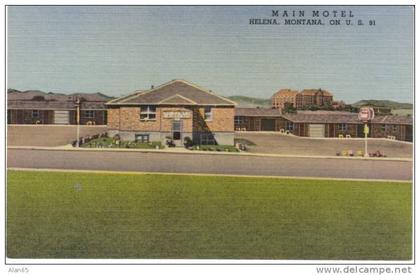 Helena MT Montana, Main Motel, Lodging, c1950s Vintage Curteich Linen Postcard