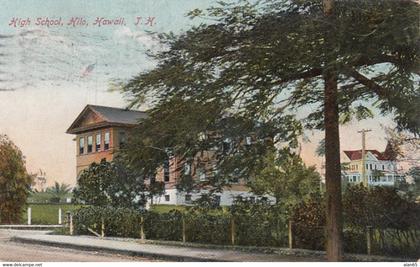 Hilo Hawaii, High School Building c1900s/10s Vintage Postcard