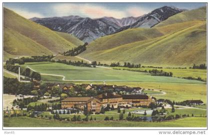 Sun Valley ID Idaho, Lodge on Union Pacific Railroad c1940s/50s Vintage Linen Postcard