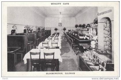 Bloomington IL Illinois, Route 66, Quality Cafe & Rathskellar Restaurant Interior, c1920s/30s Vintage Postcard