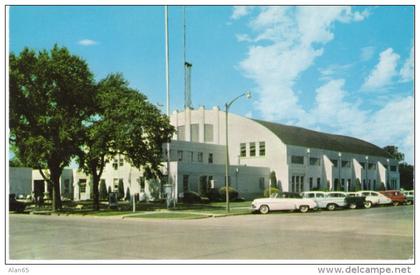 Great Bend KS Kansas, Municipal Building, Auto, c1950s Vintage Postcard