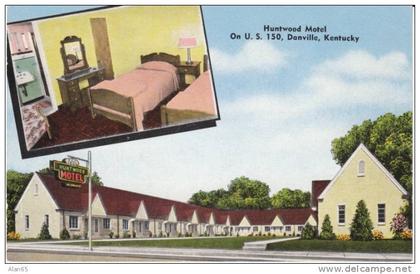 Danville KY Kentucky, Huntwood Motel Lodging, Interior View, c1940s Vintage Postcard