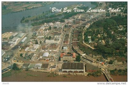 Lewiston Idaho, Aerial View of Town, Clearwater River, c1960s Vintage Postcard