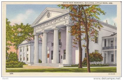 Little Rock AR Arkansas, State War Memorial Building, c1930s Vintage Linen Postcard