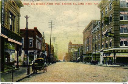 PC US, AR, LITTLE ROCK, MAIN STREET LOOKING NORTH, Vintage Postcard (b54531)