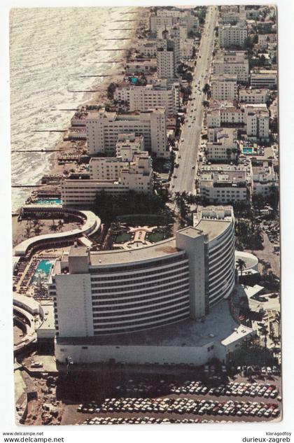 Miami Beach, Fontainebleau Hotel postcard travelled 1957 b170810