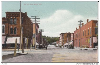 Red Wing MN Minnesota, 3rd Street Scene, Business District Downtown, c1900s Vintage Postcard