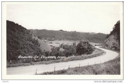 Rushford MN Minnesota, Highway 43 Roadside Scene on c1940s Vintage Real Photo Postcard