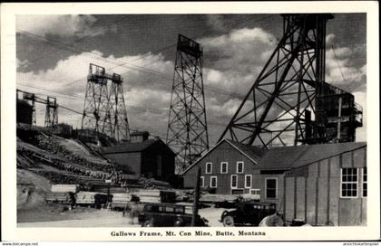 CPA Butte Montana USA, Gallows Frame, Mt. Con Mine