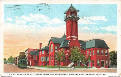 ETATS UNIS - Virginia - Newport News - View of warwick county court house and 25th street - Carte postale ancienne