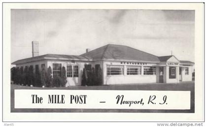 Newport RI, Rhode Island, the Mile Post Restaurant, on 1930s/40s Vintage Postcard