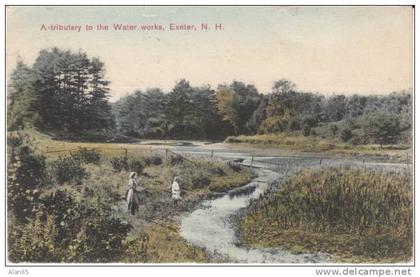 Exeter NH New Hampshire, Tributary of Water Works, Girls Fish(?), c1900s/10s Vintage Postcard