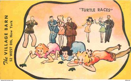 Etats Unis - The Village Barn in Greenwich Village - Turtle Race - illustration - Femmes - CPA - Voir Scans Recto-Verso