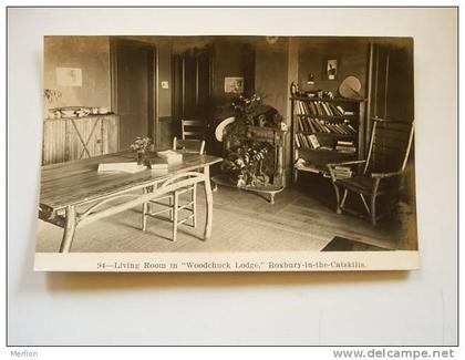 US - New York - Living Room in Woodchuck Lodge -Roxbury in the Catskills - John Burroughs - books RPPC  VF - D66864